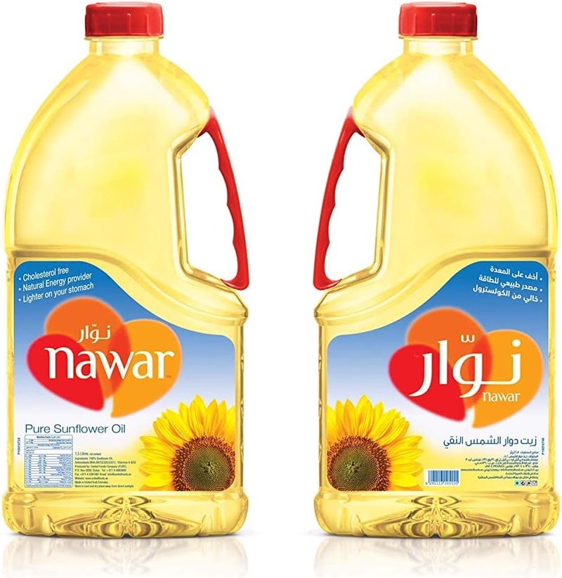 نوار زيت دوار الشمس النقي من نوار، 1.5 لتر - عبوة من قطعتين - Image 1